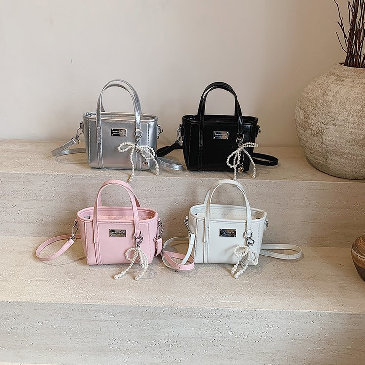 PU Box Bag with Zipper and Stitching Detail - One Size with Charm - Image 4