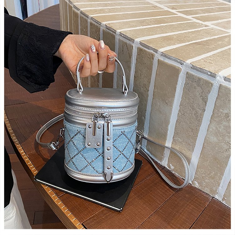 PU Bucket Bag with Rhinestone Detail and Zip Closure - Handbag Shoulder Crossbody Bag for Summer 2026 - Image 3