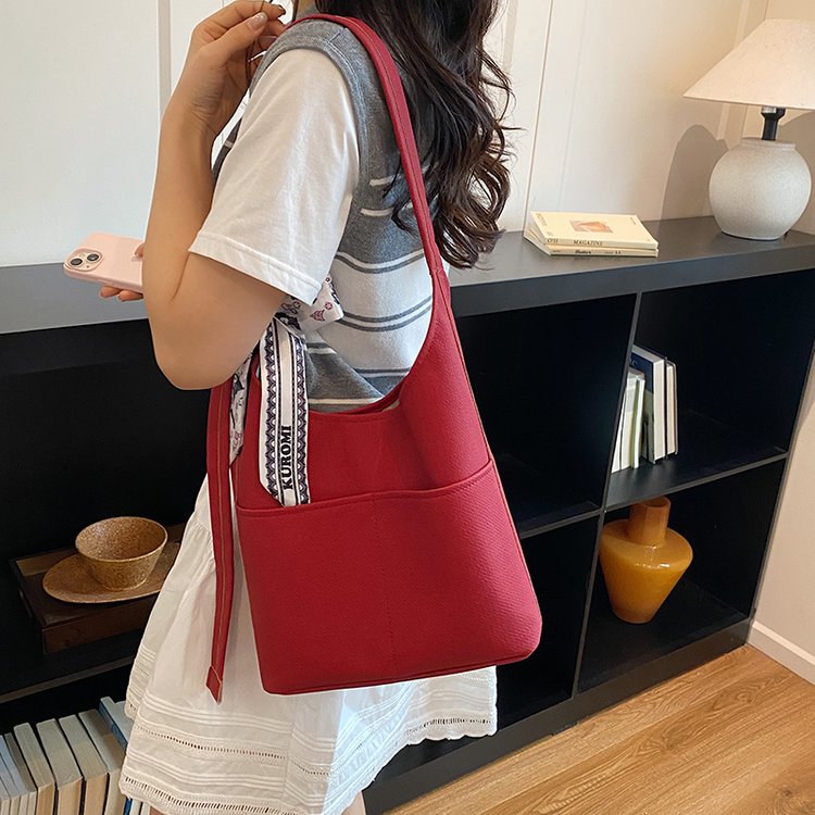 PU Magnetic Closure Patchwork Shoulder Underarm Crossbody Bag 2026 Summer One Size - Image 2