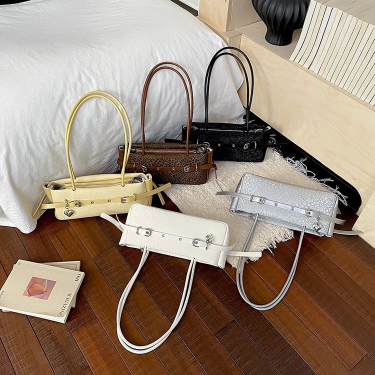 Women's One Shoulder Crossbody Handbag with Lock Closure Summer 2026 - White,Silver,Black,Light Yellow,Coffee - One Size - Image 2